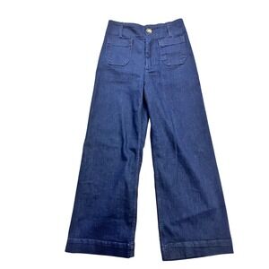 Maeve Wide-Leg Denim Jeans in Dark Blue